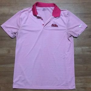 Pink and white Nike Ole Miss golf shirt